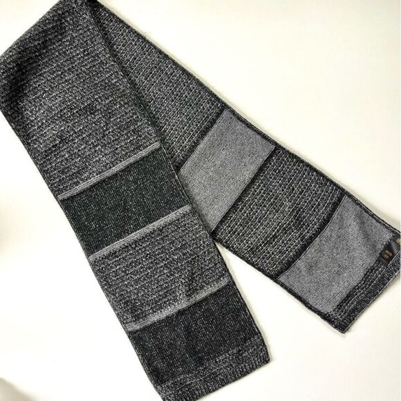 Frye 100% Wool Scarf Grey Black - Picture 1 of 5